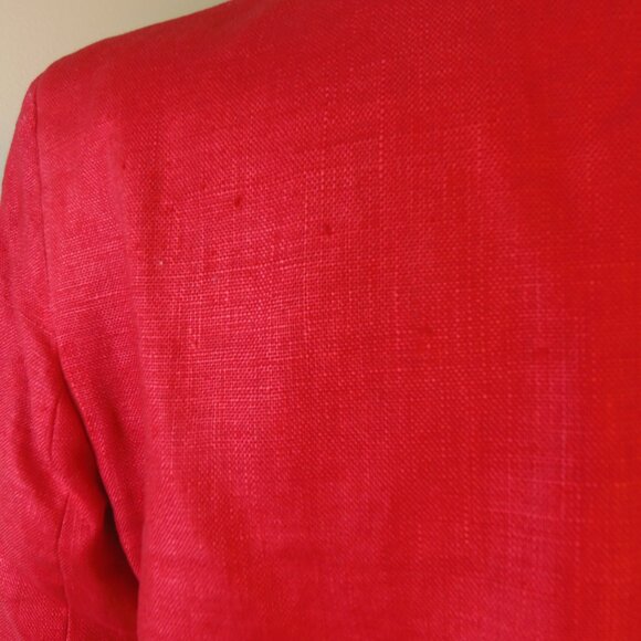 Vintage Chaus Women's 100% Linen Red Blazer SZ 12 Costumer 70s Officewear - Picture 8 of 10